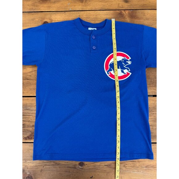 Majestic Chicago Cubs Blue Button Henley T-Shirt XL Genuine Merchandise MINT! - Picture 5 of 7